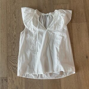 Rails Karysa Womens White Top Sz-M All Cotton Flutter Sleeve Summer Semi Sheer